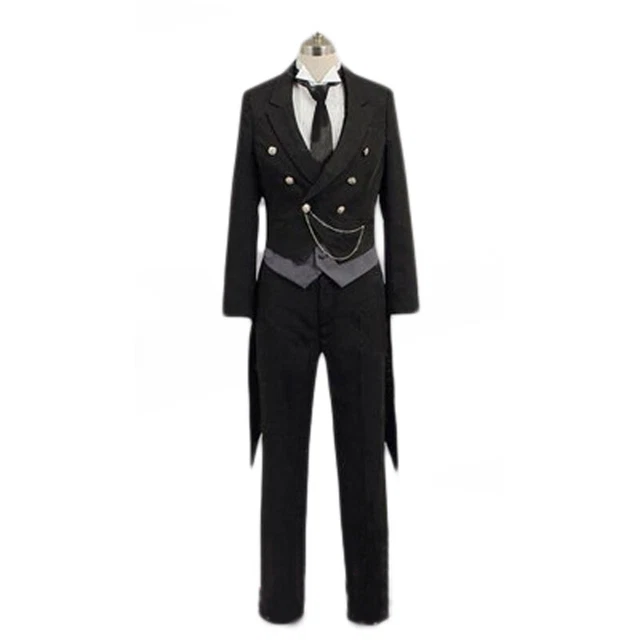 Black Butler Kuroshitsuji Sebastian Michaelis Black Cosplay Costume