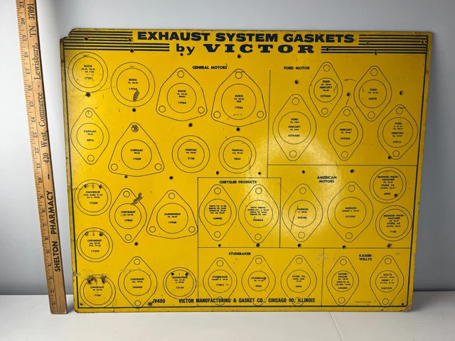 RARE!! 1950’s VICTOR Manufacturing Exhaust System Gaskets Hanging Display Sign