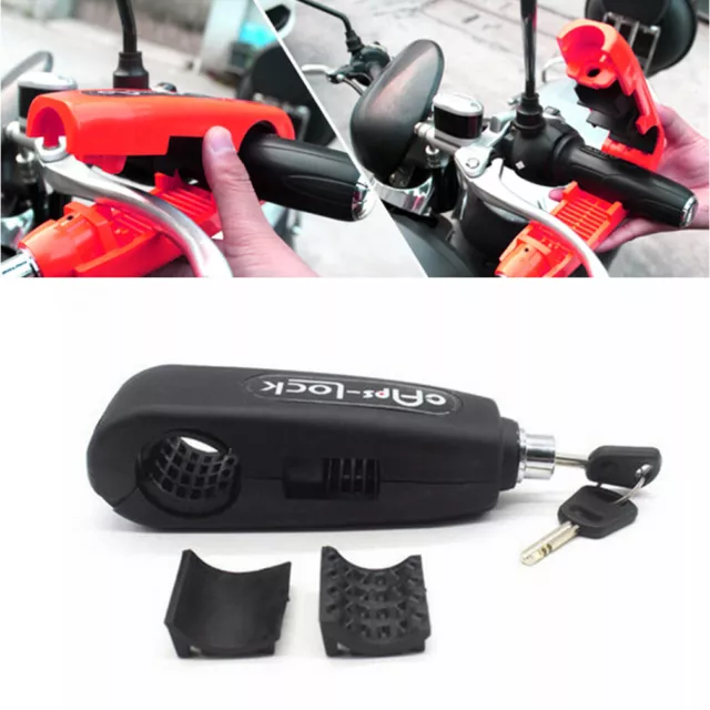 Motorcycle Scooter Lock Brake Alarm Handlebar Throttle Grip Security Lock black