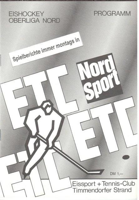 NORD SPORT STADIONZEITUNG ETC Timmendorfer Strand Eishockey 1992/93 EUR