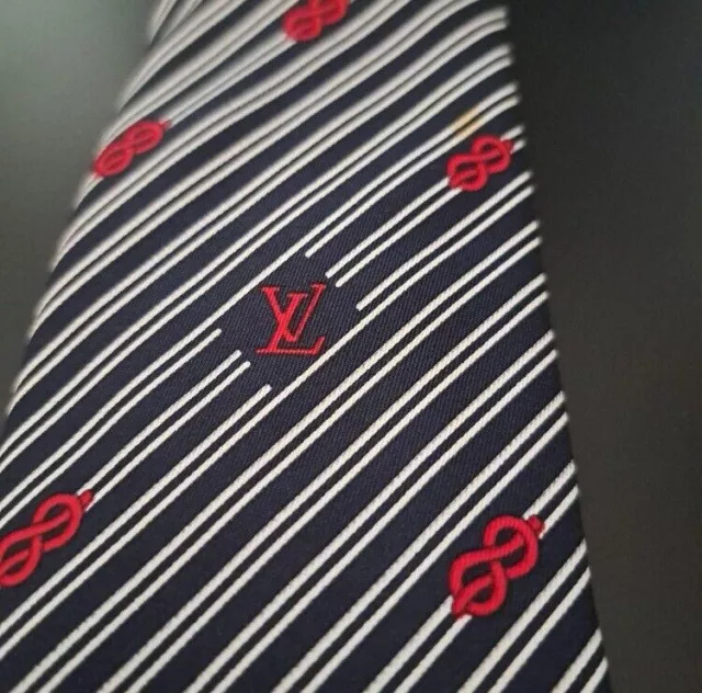 Cravatta LOUIS VUITTON autentica/a righe/nera, bianca, rossa/bellissima