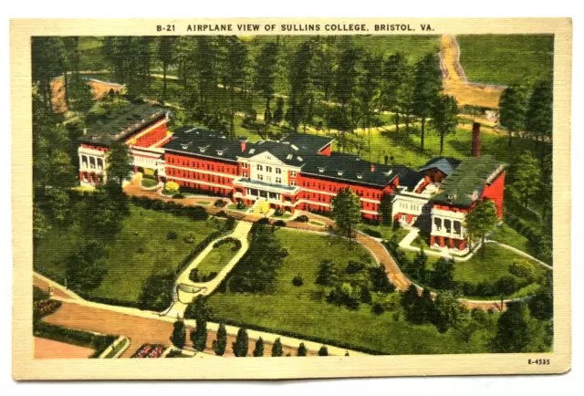 Airplane View of Sullins College, Bristol Virginia Birds Eye Aerial VTG Postcard