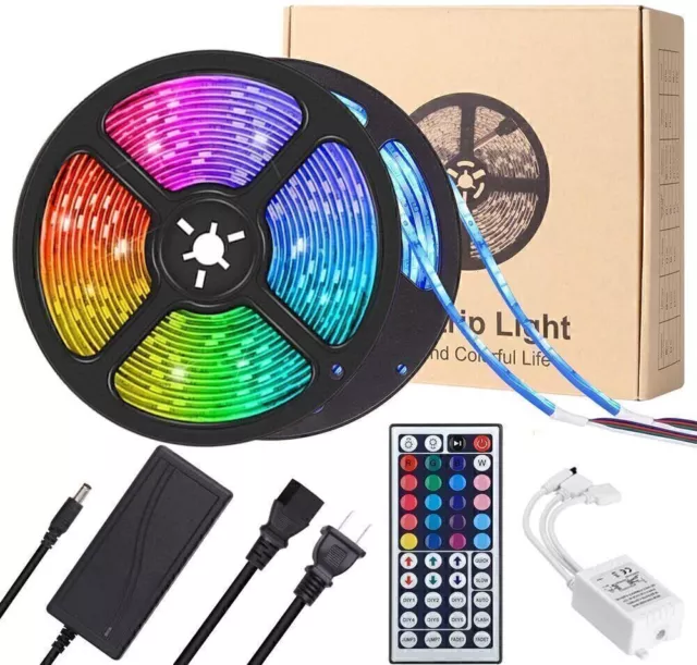 32FT Flexible Strip Light 5050 RGB LED SMD Remote Fairy Lights Room TV Party Bar