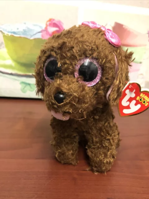 Ty Beanie Boo Maddie the Dog sparkly eyes 6 inch with tag