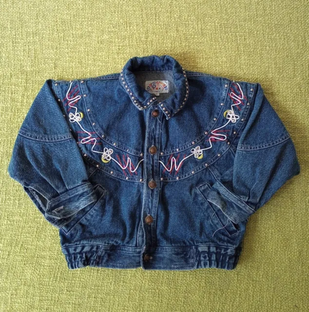 Vintage 80s Kids Denim Jean Jacket Mainwear Size Extra Small 4