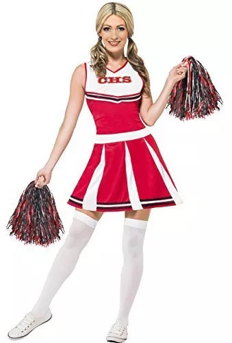 `Cheerleader Costume, Red, with Dress & Pom Poms -  (Size: Women's Costumes NEUF