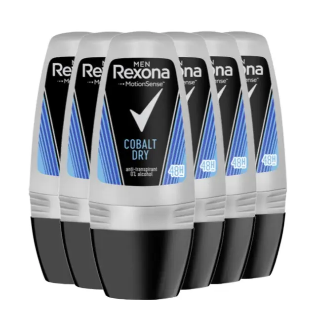 Rexona Cobalt Lot de 6 déodorants roll-on Homme 50 ml