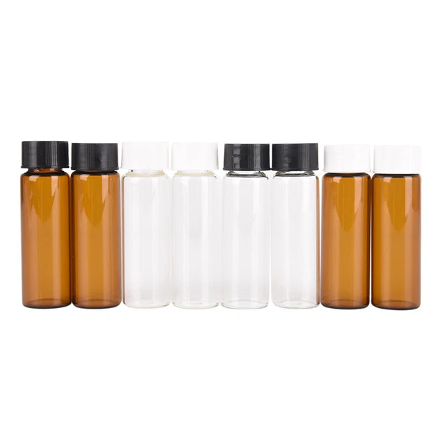 2pcs 15ml small lab glass vials bottles clear containers with screw cap H:da