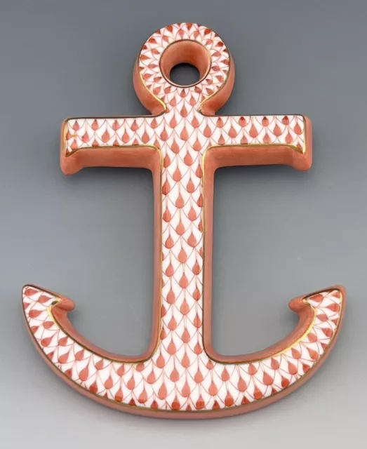 🦋 BRAND NEW HEREND Nautical ANCHOR Rust Fishnet Figurine