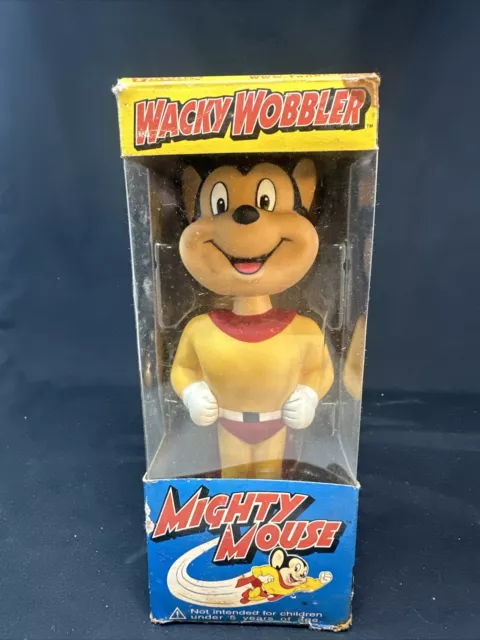 Mighty Mouse Bobblehead Vintage 2002 Cartoon Character Funko Wacky Wobbler, EXC