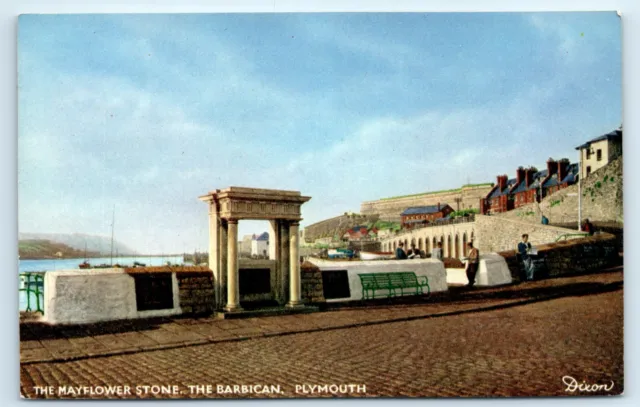 Postcard Plymouth - The Mayflower Stone - The Barbican - J Arthur Dixon Series