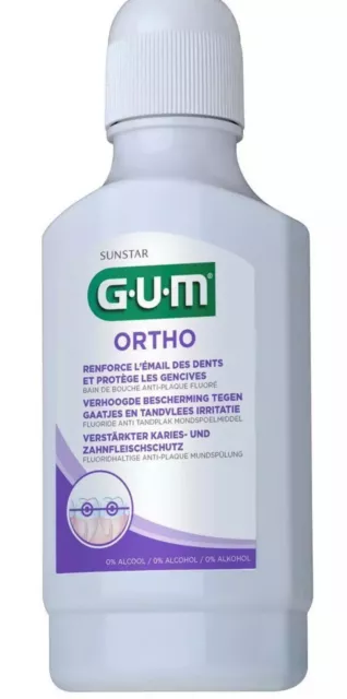 Gum Ortho Mundspülung 300 ml Zahnspangen Orthodonitische Zahnapparaturen KFO