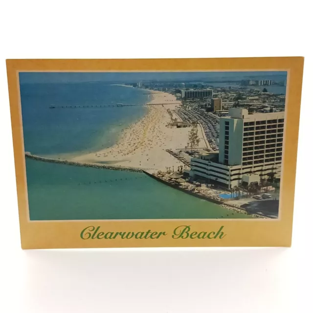 Postcard Clearwater Beach Fl Aerial Panoramic View Unposted Divided