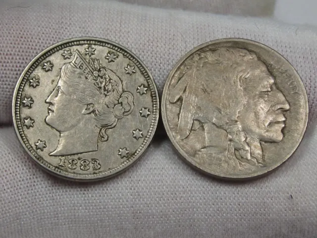 2 Better Date Nickels: 1883 N/C LIBERTY VF/XF & 19113 T-1 Buffalo vf/XF. #23