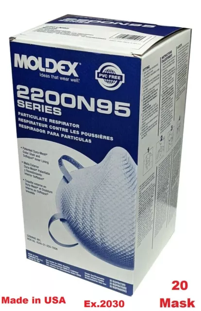 New MOLDEX 2200 N95 Box of 20 Particulate Respirator Medium/Large-Ex.2030 F.Ship