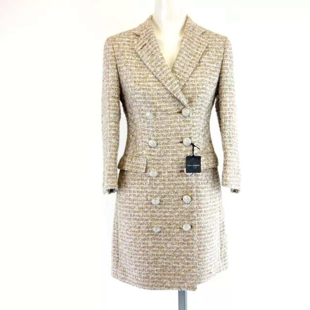 Blazer TAGLIATORE Damen Lang Jacke Kleid Boucle Damenjacke Gold Silber Braun Neu