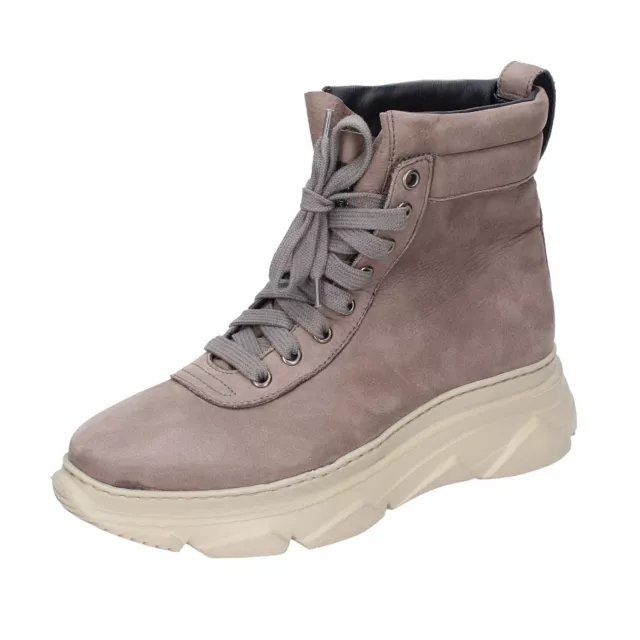 Chaussures Femme STOKTON 37 Ue Bottines Beige Cuir Nubuck EY980-37