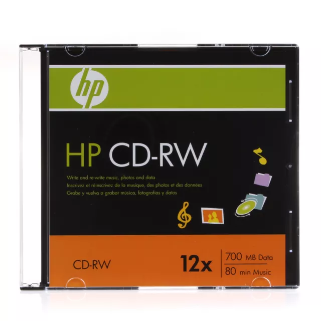 5 Pieces HP Logo 12X CD-RW CDRW ReWritable Blank Disc 700MB in Slim Jewel Case 3