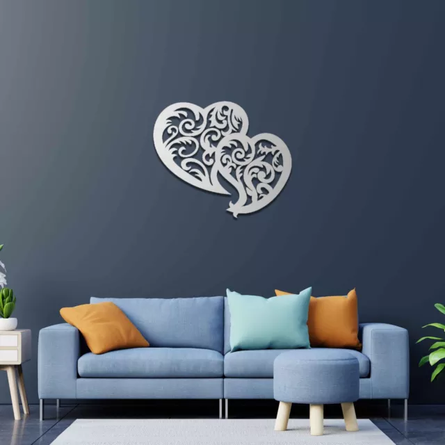 Wooden Hearts Art | Modern Bedroom Wall Decor | Anniversary or Wedding Gift