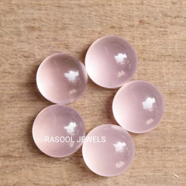 10x10 mm Round Rose Quartz Cabochon Loose Gemstone Wholesale Lot Jewelry Making 2