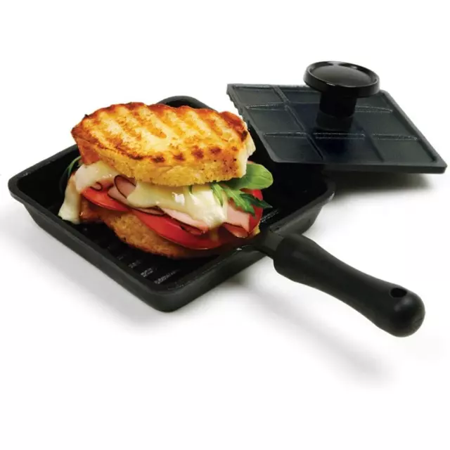 Mini Cast Iron Panini Pan with Press 2