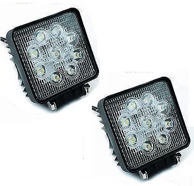 2x FARO SUPPLEMENTARE PROFONDITA AUTO FUORISTRADA 12V QUADRATO 9 LED 6000K 27W