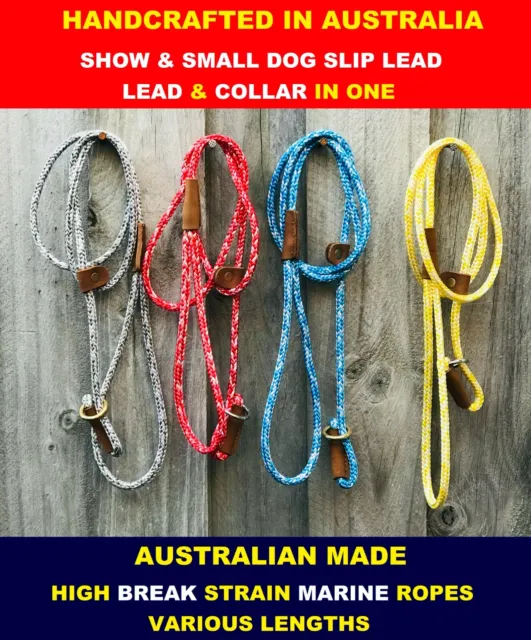 Genuine Pet Dog SHOW Slip Leads Leash Training Soft Rope AUSTRALIAN MADE 6mm