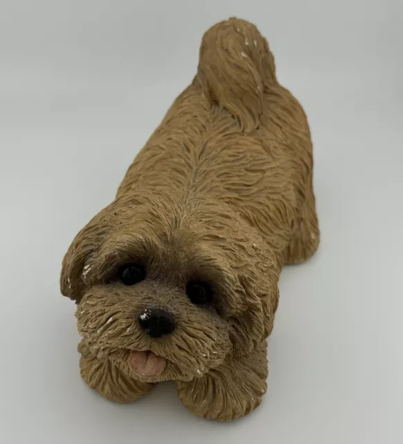 Vintage Sandicast Sandra Brue Lhasa Pup Dog Sculpture No. 130, Signed, 1981