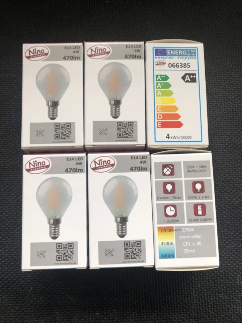 6x Nino E14 LED matt Tropfen ￼Leuchtmittel 4W 470lm 2700K Warmweiß Ø45x78mm