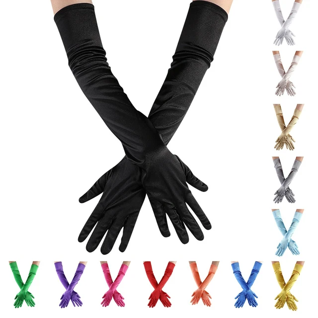 Women Girls Wedding Bridal Dance Satin Long Stretch Gloves Evening Party Prom