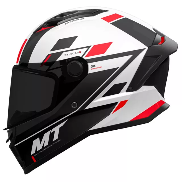 MT Stinger 2 Zivze Gloss Black / White / Red Motorcycle Motorbike Helmet