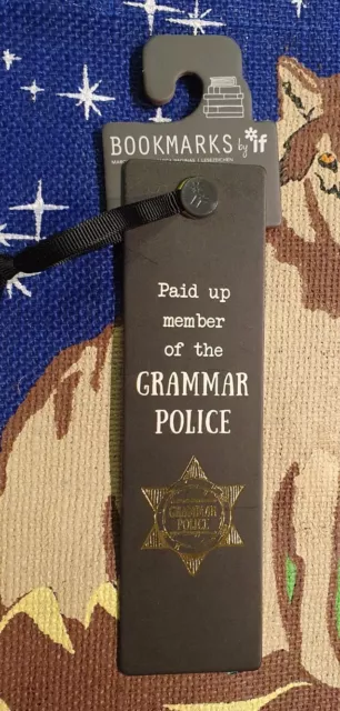Embossed Quality GRAMMAR POLICE Bookmark Book Funny Rare Teacher Writer Author