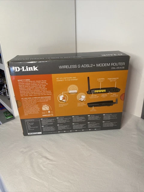 DLINK DSL-2640B ADSL2/2+G Wireless Modem Router Complete Box / Notice ...