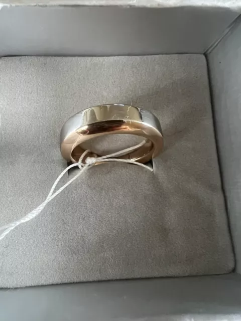 BNIB Genuine Authentic Calvin Klein Rose Gold Silver Band Ring Size 6 UK M