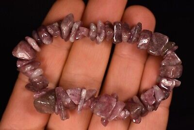*LEPIDOLITE* Chip Bead Bracelet 25.5g Elastic Healing Crystal Peace Stone
