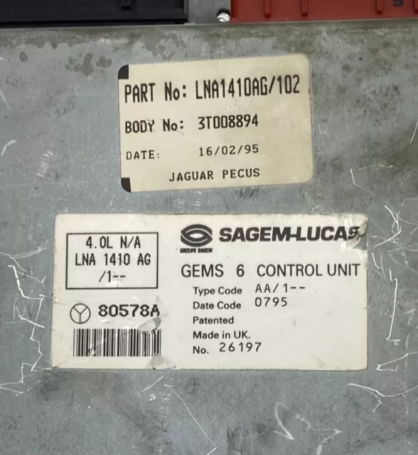 1996 Jaguar XJ6 4.0L Ecu Ecm Pcm Engine Control Computer Module LNA1410AG OEM