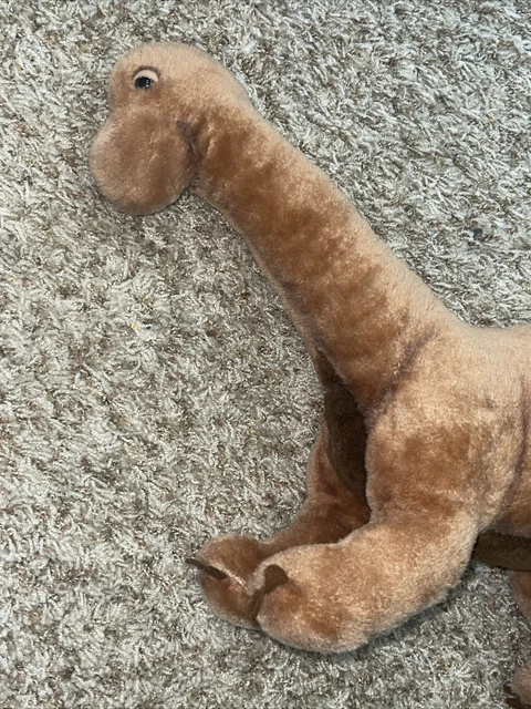 Vintage 1980 Dakin Brown Brontosaurus Dinosaur Plush Stuffed Animal Toy