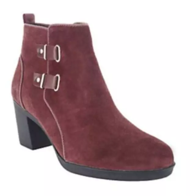 Clarks Meera Yew Womens Size 9.5 M Ankle Boots Booties Shoes Burgundy Suede new