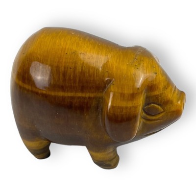 Brown Miniature Glazed Ceramic Pig Figurine Bright Shiny Piggy 1.5" Long Vintage