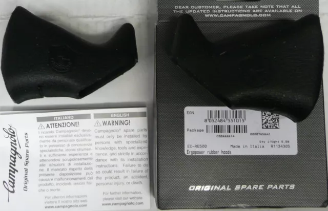 1pr GENUINE CAMPAGNOLO V1 ERGO LEVER BLACK RUBBER HOODS 8 & 9sp EC-RE500