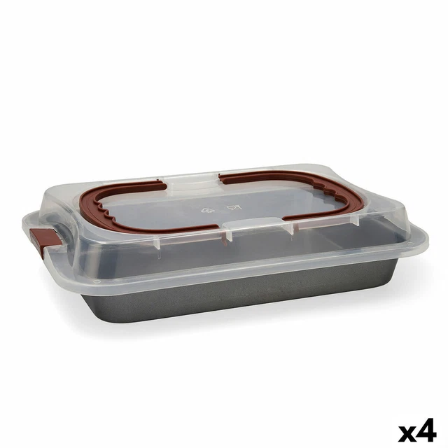 Stampo da Forno Quid Sweet Grey Con coperchio Nero Metallo 36 x 23 x 4,5 cm [