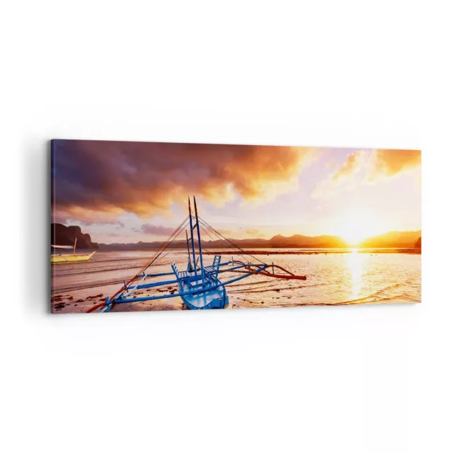 Impression sur Toile 120x50cm Tableaux Image Photo rivage bateau plage