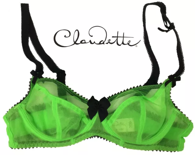 Claudette Dessous Women's Underwear Sexy Intimate Lingerie Mesh Bra Neon Green