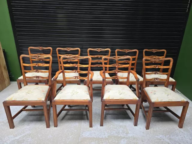 Mahogany Ladder Back Dining Chairs (Reproduction Chippendale Style)