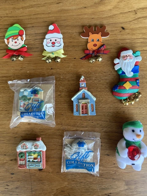 Lot Of 9 Vintage Avon Christmas Refrigerator Magnets with Rare Santa and Snowman