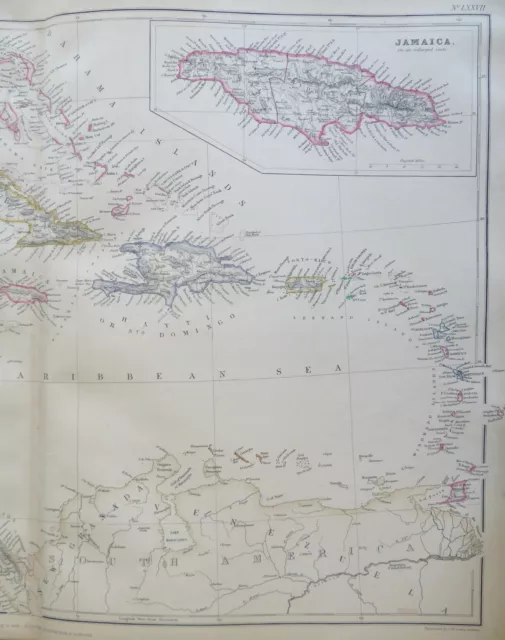 West Indies Caribbean Sea Cuba Jamaica Puerto Rico Bahamas 1860 Lowry large map 2