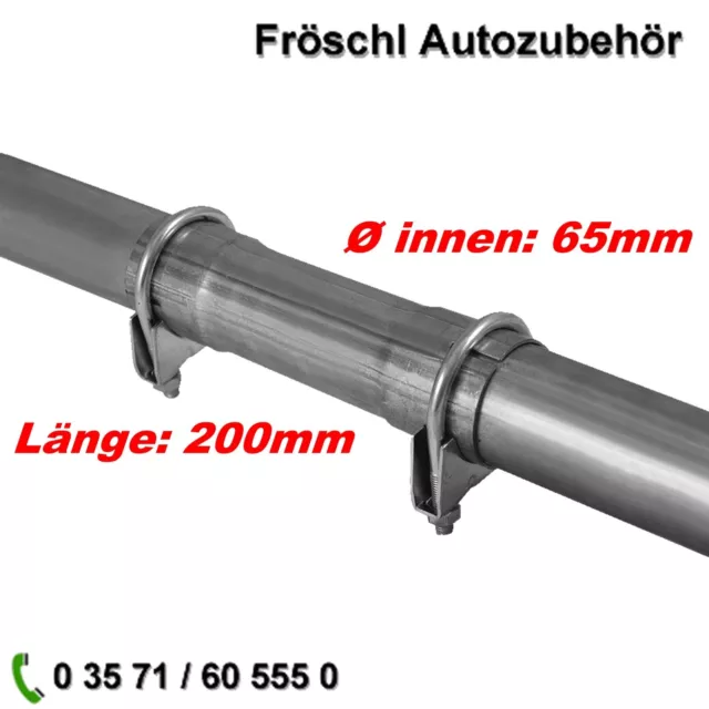 Ø 65x200mm uni repair tube Rohr mit Aufweitung Auspuff Schelle k*