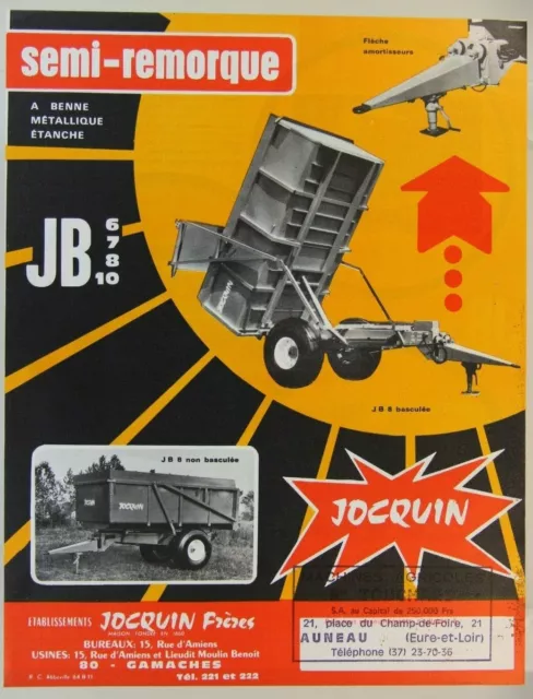 prospectus brochure remorque benne Jocquin tracteur tractor traktor prospekt