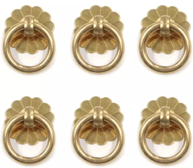 6 Pcs Brass Ring Pulls Handles Antique Pulls Cabinet Knobs Drawer Pulls Closet C