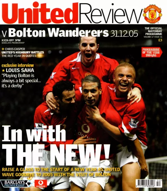 Manchester United v Bolton Wanderers 2005-2006 Premier League Programme 31/12/05